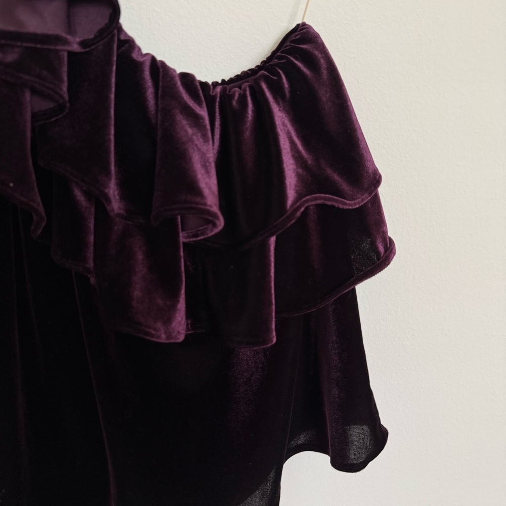 Misa Los Angeles Deep Purple Velvet Ruffle Top - Picture 10 of 10